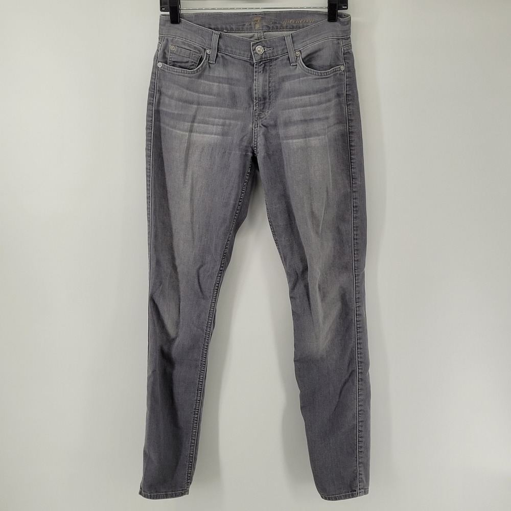 7 For All Mankind Gwenevere Jeans Womens 27 Gray Skinny Low Rise Stretch Denim